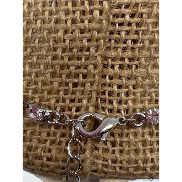 Vintage Rhinestone Necklace With Floral Crystal Accents Adjustable Length 17" - Picture 4 of 5